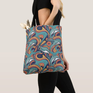 Bolso De Tela Patrón de delfines lúdicos - Diseño de inspiración