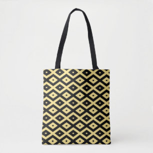 Bolso De Tela Patrón de diamante amarillo limón y negro