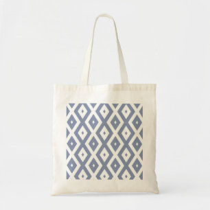 Bolso De Tela Patrón de diamante azul gris y blanco