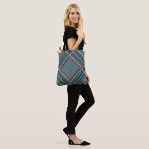 Bolso De Tela Patrón de diamante azul Tartan Tote Bag