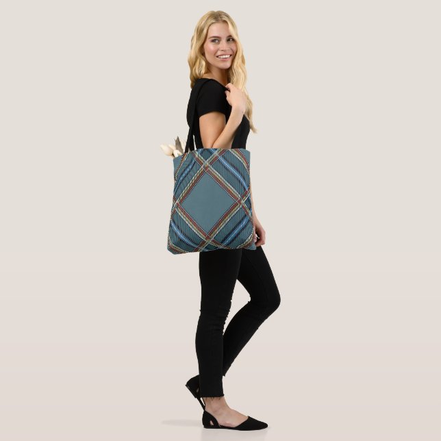 Bolso De Tela Patrón de diamante azul Tartan Tote Bag (Puesto)