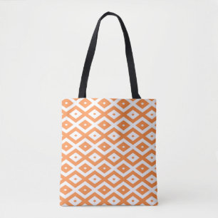 Bolso De Tela Patrón de diamante blanco y naranja