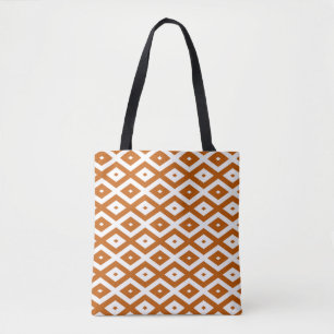 Bolso De Tela Patrón de diamante blanco y naranja quemado