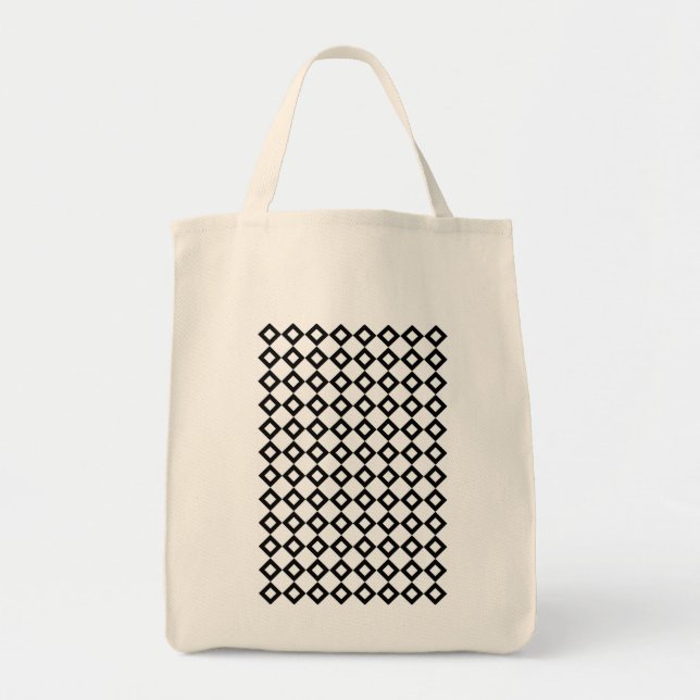 Bolso De Tela Patrón de diamante blanco y negro (Frente)