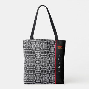 Bolso De Tela Patrón de diamante chic y elegante en negro y blan