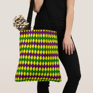 Bolso De Tela Patrón de Diamante de Arlequín de Mardi Gras