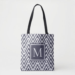 Bolso De Tela Patrón de diamante de flecha azul de la marina de 