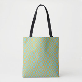 Bolso De Tela Patrón de diamante dorado azul