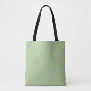 Bolso De Tela Patrón de diamante dorado azul