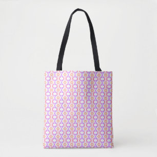 Bolso De Tela Patrón de Diamante en Violeta, Coral y Blanco