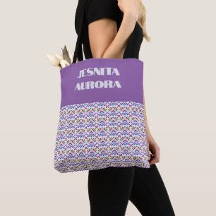 Bolso De Tela Patrón de diamante geométrico étnico pastel modern