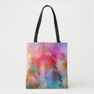 Bolso De Tela Patrón de diamante geométrico moderno colorido #10