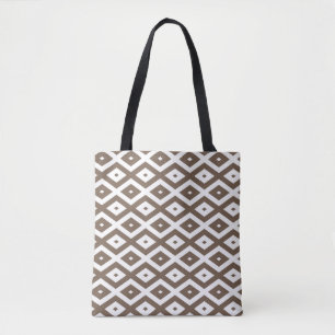 Bolso De Tela Patrón de diamante marrón y blanco taupe