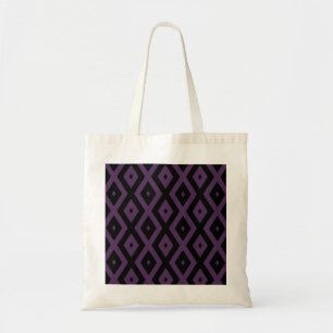 Bolso De Tela Patrón de diamante morado oscuro y negro