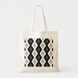 Bolso De Tela Patrón de diamante negro, blanco y gris