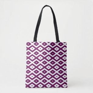Bolso De Tela Patrón de diamante púrpura y blanco