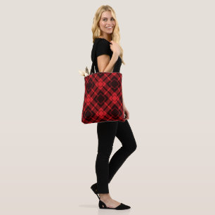 Bolso De Tela Patrón de diamante rojo Tartan Tote Bag