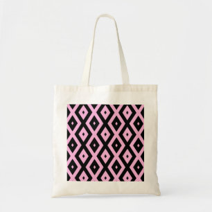 Bolso De Tela Patrón de diamante rosa pálido y negro