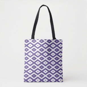 Bolso De Tela Patrón de diamante ultravioleta y blanco
