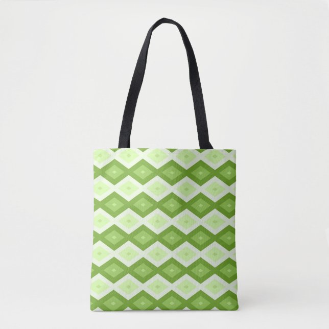 Bolso De Tela Patrón de diamante verde de Chartreuse (Anverso)