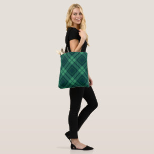 Bolso De Tela Patrón de diamante verde Tartán Tote Bag