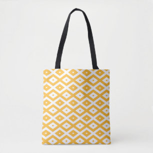 Bolso De Tela Patrón de diamantes amarillo y blanco soleado