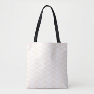 Bolso De Tela Patrón de diamantes beige y blanco