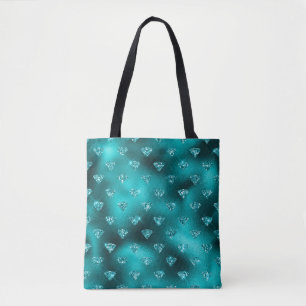 Bolso De Tela Patrón de diamantes con brillo glamoroso en tono v
