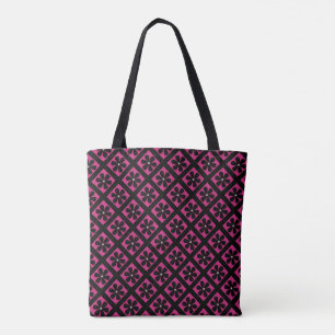 Bolso De Tela Patrón de diamantes de margarita negra