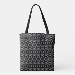 Bolso De Tela Patrón de diamantes gris plateado y negro brillant