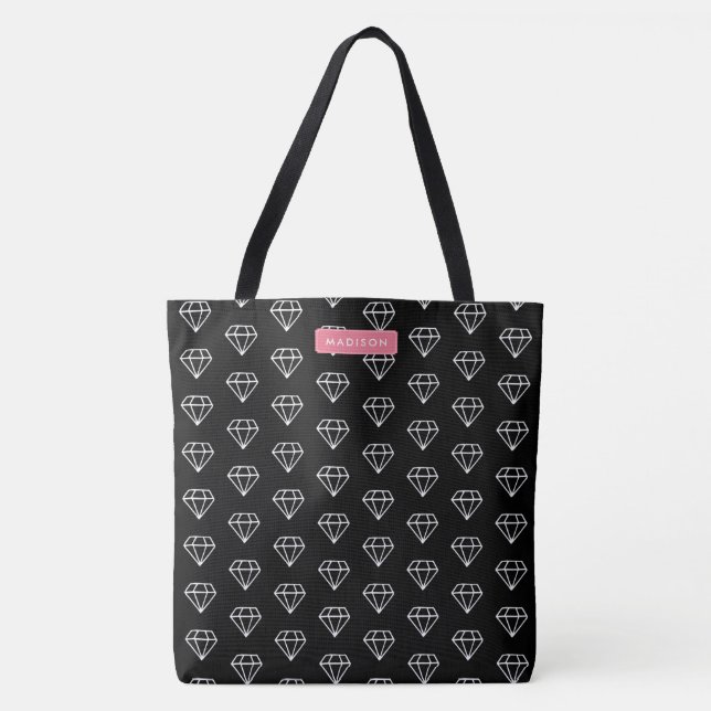 Bolso De Tela Patrón de diamantes hipster (Anverso)