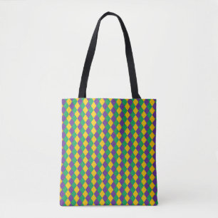 Bolso De Tela Patrón de Diamantes sin Margen. Violet, Yello