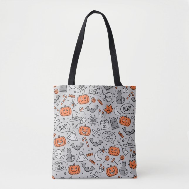 Bolso De Tela Patrón de dibujos animados de Halloween para niños (Anverso)