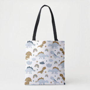 Bolso De Tela Patrón de dinosaurio arco iris