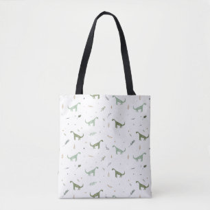 Bolso De Tela Patrón de dinosaurio verde lindo