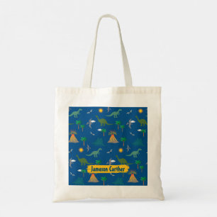 Bolso De Tela Patrón de dinosaurios de vida salvaje azul lindo p