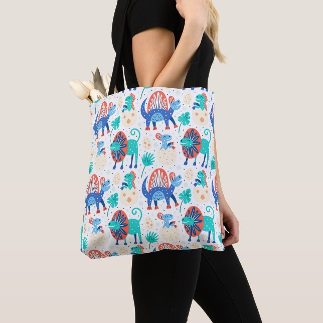 Bolso De Tela Patrón de dinosaurios pequeños Tote Bag (Detalle)