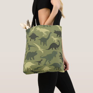 Bolso De Tela Patrón de dinosaurios, silueta de dinosaurios, din