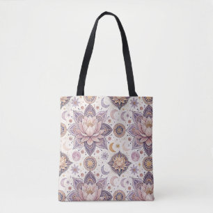 Bolso De Tela Patrón de diseño espiritual mandala de loto celest