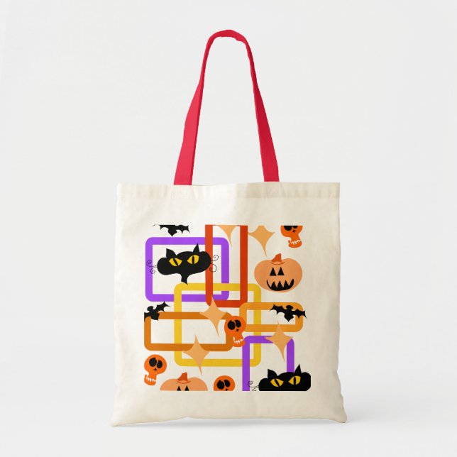 Bolso De Tela Patrón de diversión espeluznante estilo Halloween  (Frente)