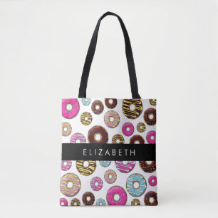 Bolso De Tela Patrón De Donuts, Donuts Coloridos, Su Nombre