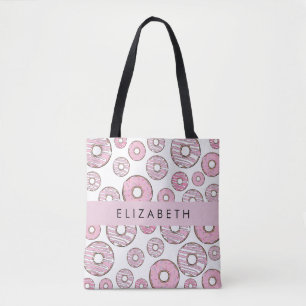 Bolso De Tela Patrón De Donuts, Donuts Rosados, Gritos, Su Nombr