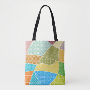 Bolso De Tela Patrón de doodle colorido abstracto en estilo mosa