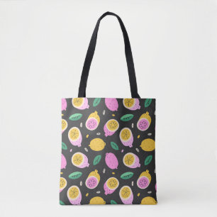 Bolso De Tela Patrón de doodle de limón, citrés lindo brillante