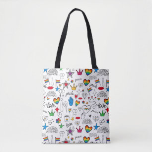 Bolso De Tela Patrón de Doodle del Orgullo Gay