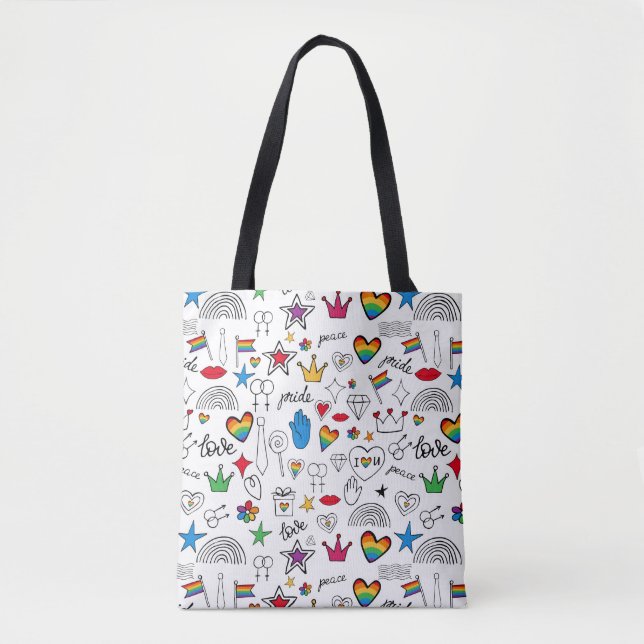 Bolso De Tela Patrón de Doodle del Orgullo Gay (Anverso)