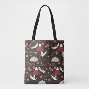 Bolso De Tela Patrón de doodle tradicional japonés sin soldadu