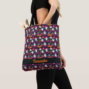 Bolso De Tela Patrón de dulces de Halloween de Pixel Ghosts