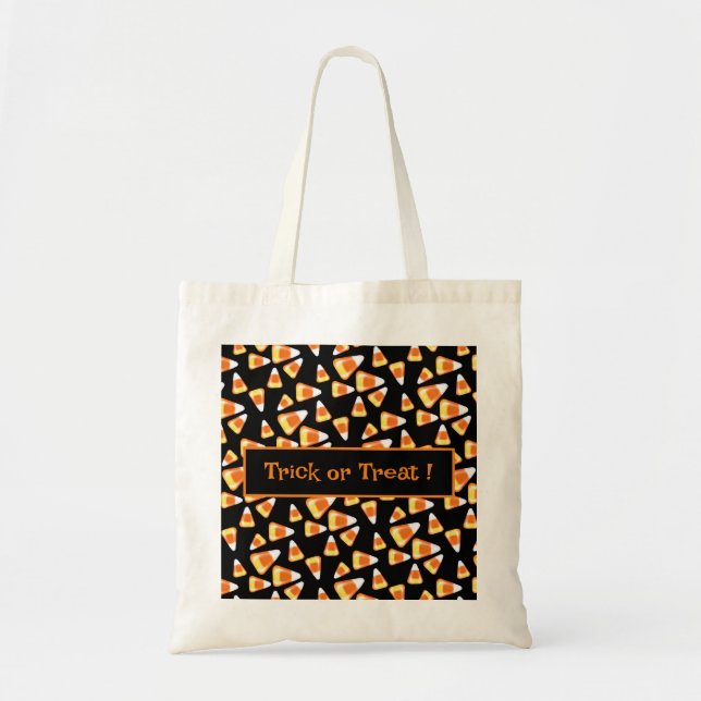 Bolso De Tela Patrón de dulces de Halloween, dulces divertidos (Frente)