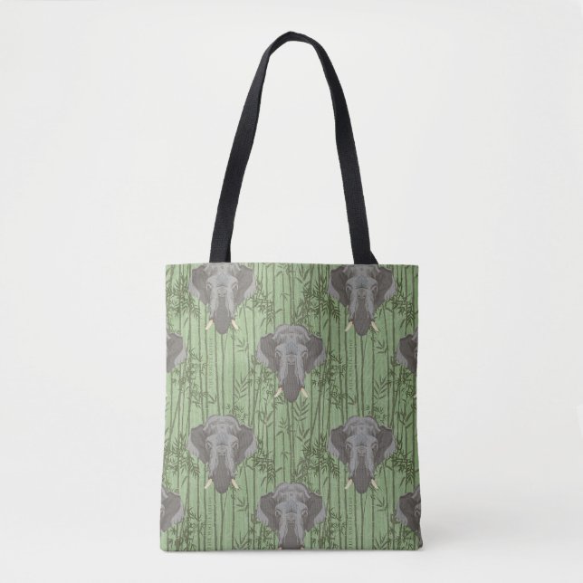 Bolso De Tela Patrón de elefantes blancos Lotus Majestic (Anverso)
